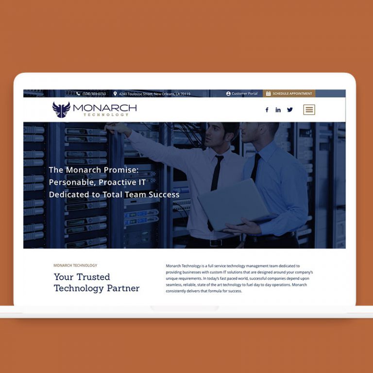 Monarch website design homepage