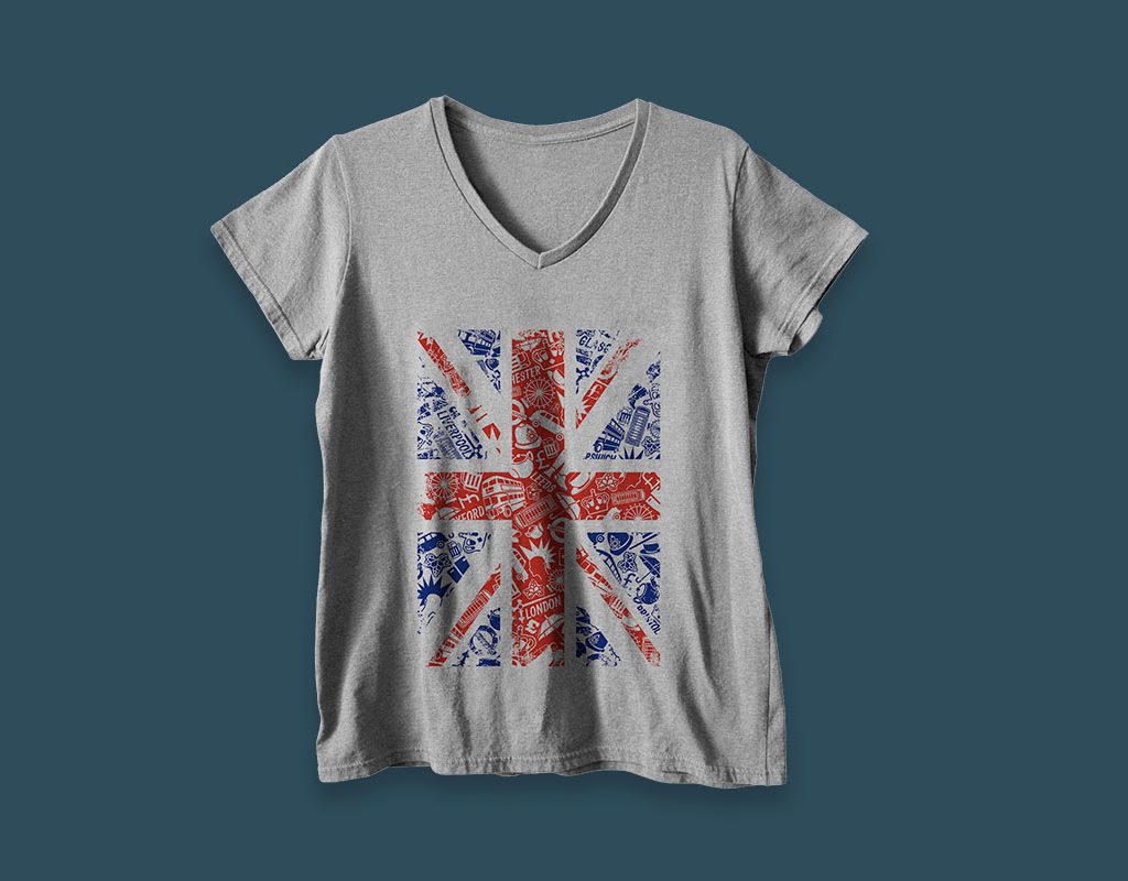 T-shirt design British icons full