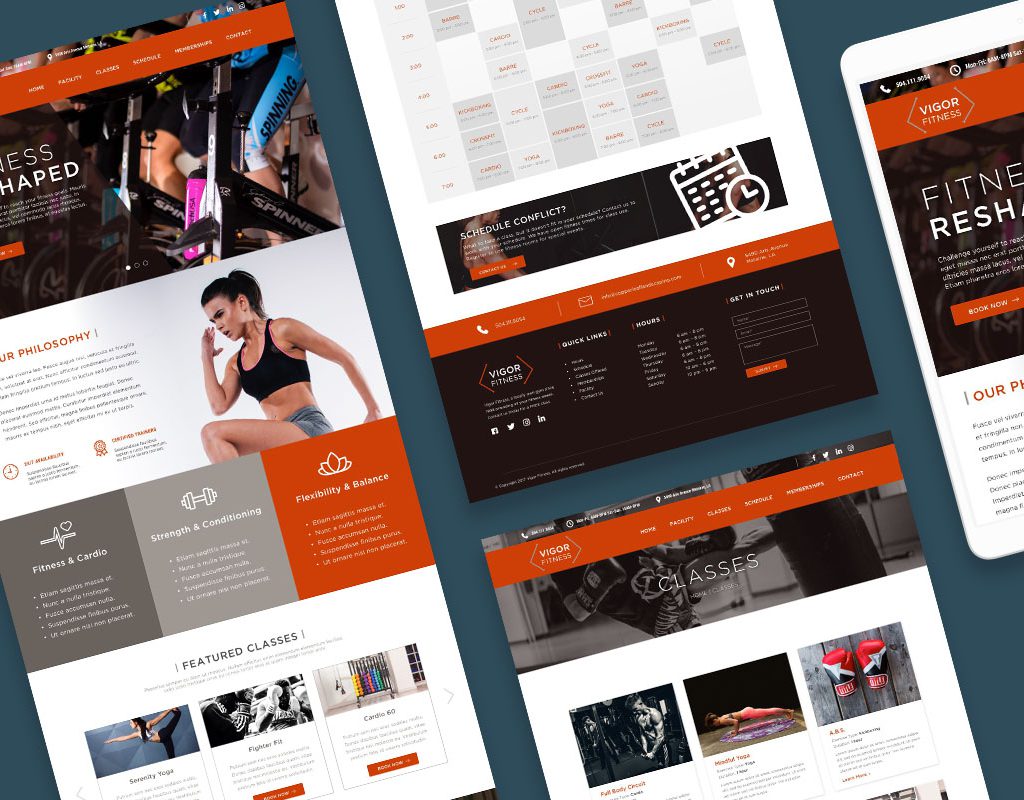 Website template gym pages